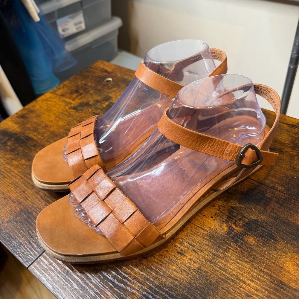 Tamaris Leather Woven Flat Slingback Sandals Size 42/US11
